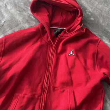 Felpa con cappuccio Jordan rossa con zip