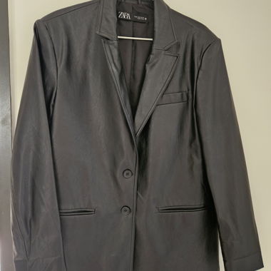 Kunstleder Blazer schwarz