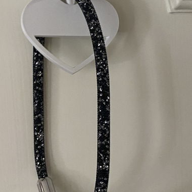 Halskette Glitzer-Silber-schwarz