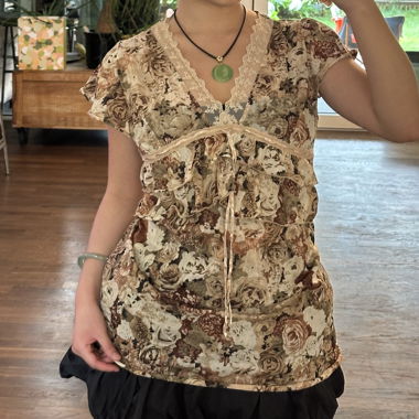 vintage japonais : top fluide à fleurs