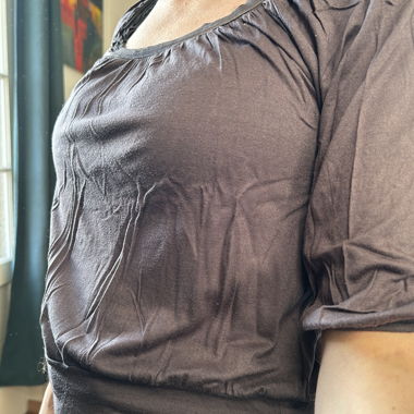Boat-neck top 3/4 sleeves grey