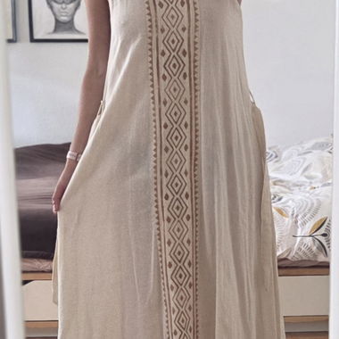 Beige Ethno-Kleid 