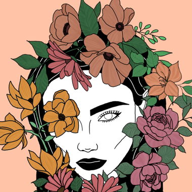 Frau mit Blumen Print