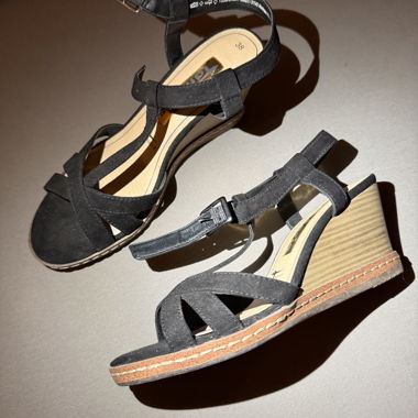 Black Tamaris Sandals with Wedge Heel
