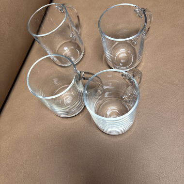4 Glass Mugs with Handle