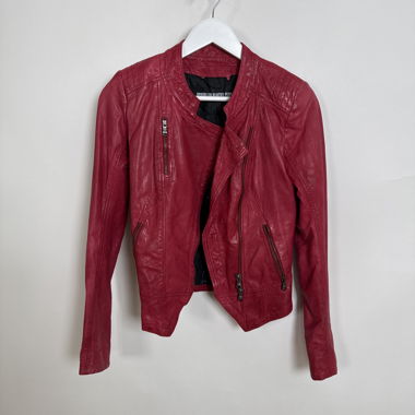 Giacca biker in pelle rossa