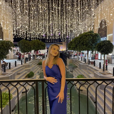 Abito in raso blu