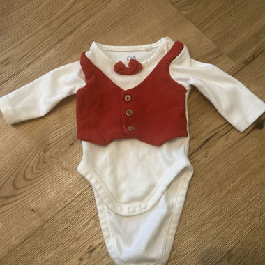 Baby body with red waistcoat