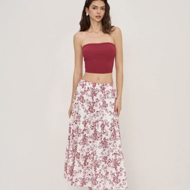 Ensemble Cider: top bandeau & jupe longue fleurie