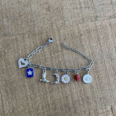 Bracelet à breloques argent en acier inoxydable