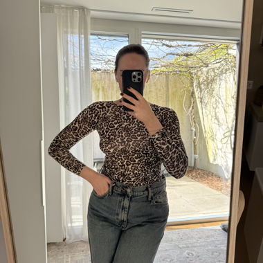 Zebra Mesh Long-Sleeve Top