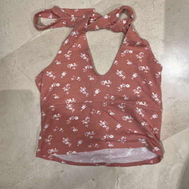 Top Holister halter floreale rosa
