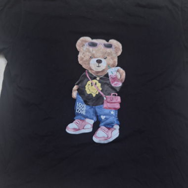Black T-Shirt with Teddy Print