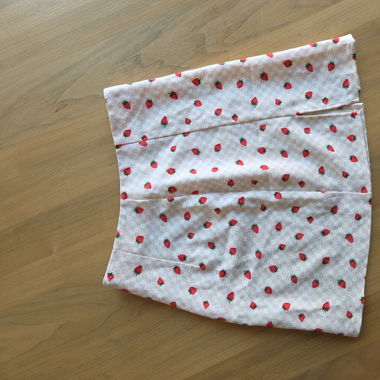 strawberry-print mini skirt
