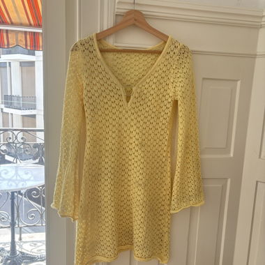 Yellow Crochet Dress XS Beach Cover Up