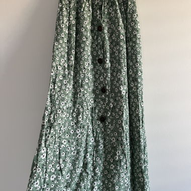 Green Floral Long Skirt