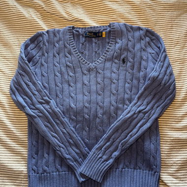 Polo Ralph Lauren Cable Knit V-Neck Pullover blue