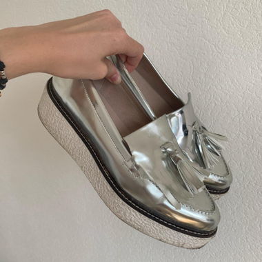 Zign silver platform loafers