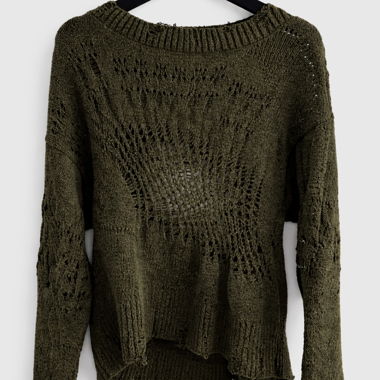 Vintage Strickpullover mit Lochmuster Tailliert
