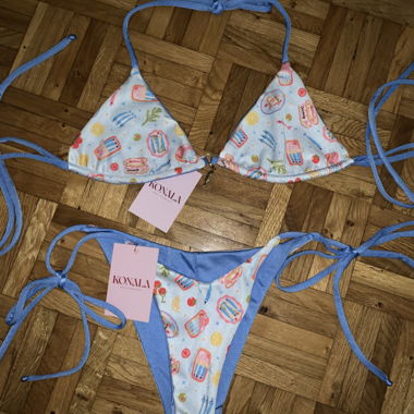Wendebadeanzug/Bikini blau, Grösse S