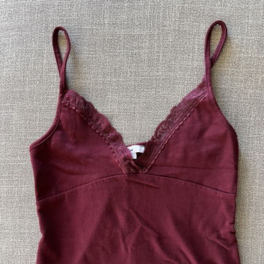gorgeous burgundy lace vest top 