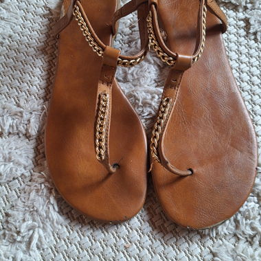 Brown Gold Sandals Size 40 – Boho Chic – Worn