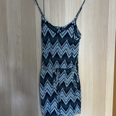 Träger-Overall mit Muster, türkis, petrol, 34