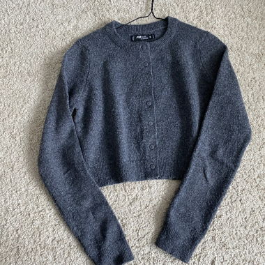 Cardigan gris court (crop top) S