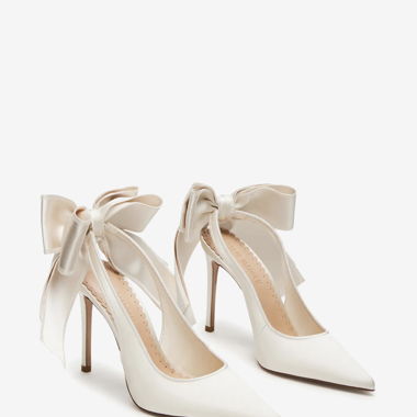 Satin Bridal Heels with Bow