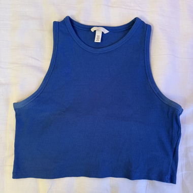 Top crop a coste blu XL