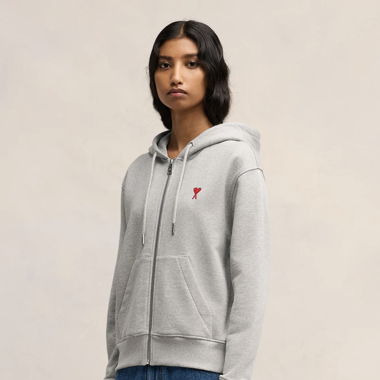 Hoodie Gris Zip Up Ami de Coeur En Coton