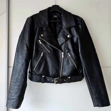 Black faux leather jacket ONLY