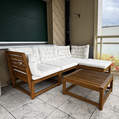 Canapé modulaire 3 places canapé de jardin avec table beige