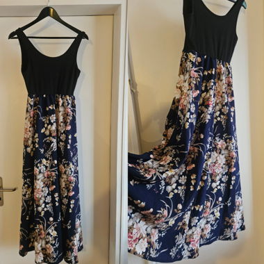 Abito maxi nero floreale