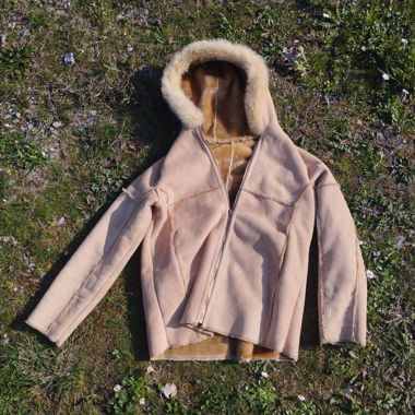 Beige Afghan Jacket with Fur