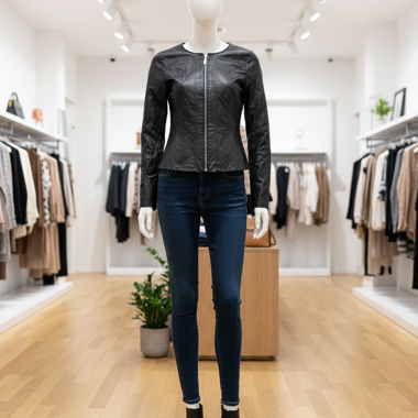 Giacca nera in similpelle da donna