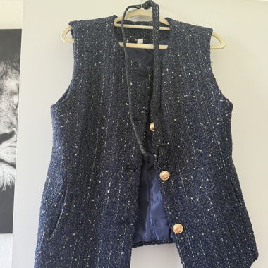 Navy Tweed Sequin Vest