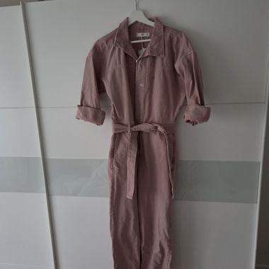 Powder Pink Denim Jumpsuit