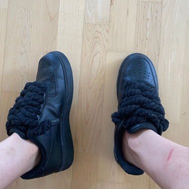 Black Nike Air Force with ropes