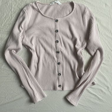 Cardigan côtelé à boutons manches longues