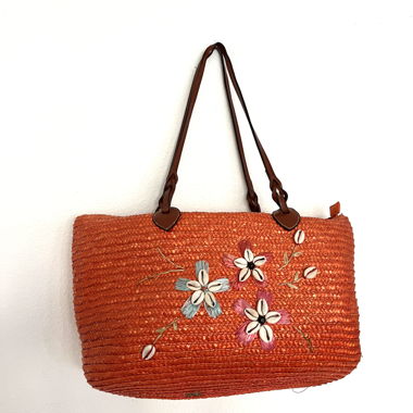 Borsa da mare intrecciata arancione