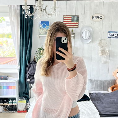 Pink crochet sweater 