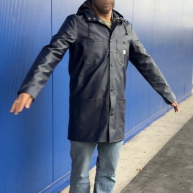 Imperméable à capuche bleu marine homme