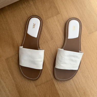ZARA Lederslipper zum Reinschlüpfen