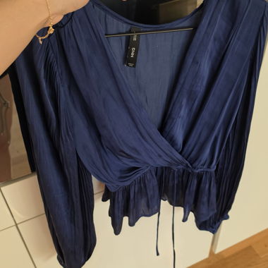 Mango Blue Wrap Blouse