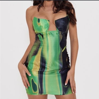 Green Black Mini Kleid