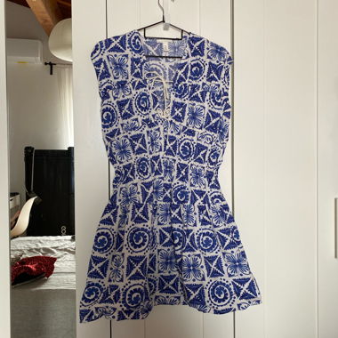 Blue and white boho dress