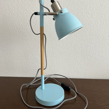 Small desk lamp - Blue and wood