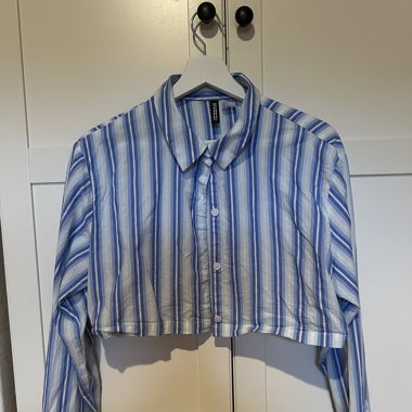 Cropped Hemd/Bluse blau gestreift