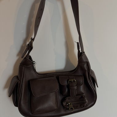 Brown Crossbody Bag in Faux Leather
